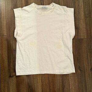Zara white Round Neck Top